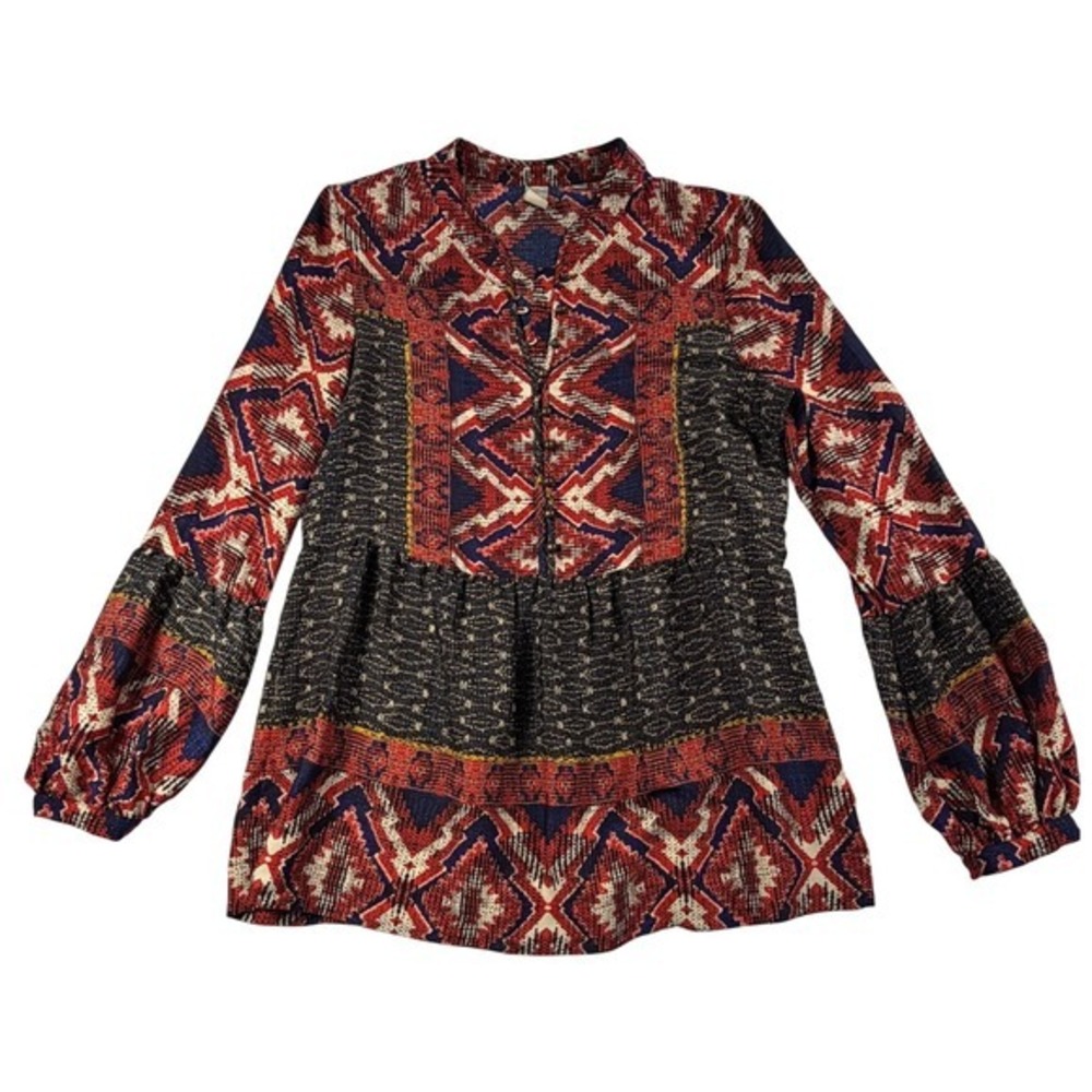 Ronnie‎ Joseph Womens Multicolor Geometric Print Tunic Blouse Size S